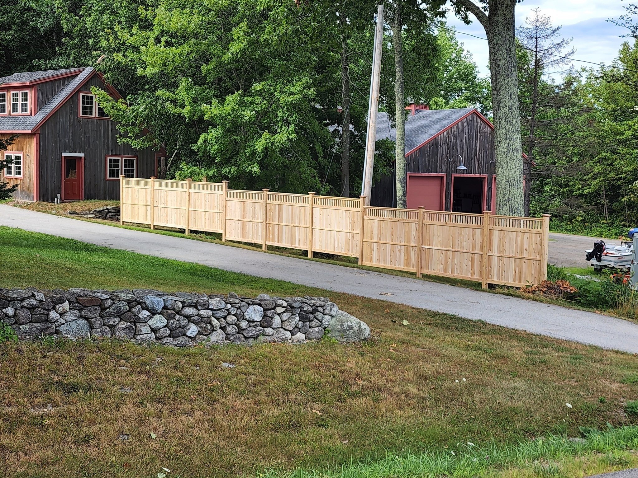 stepped cedar privacy panels with victorian topper (C35)