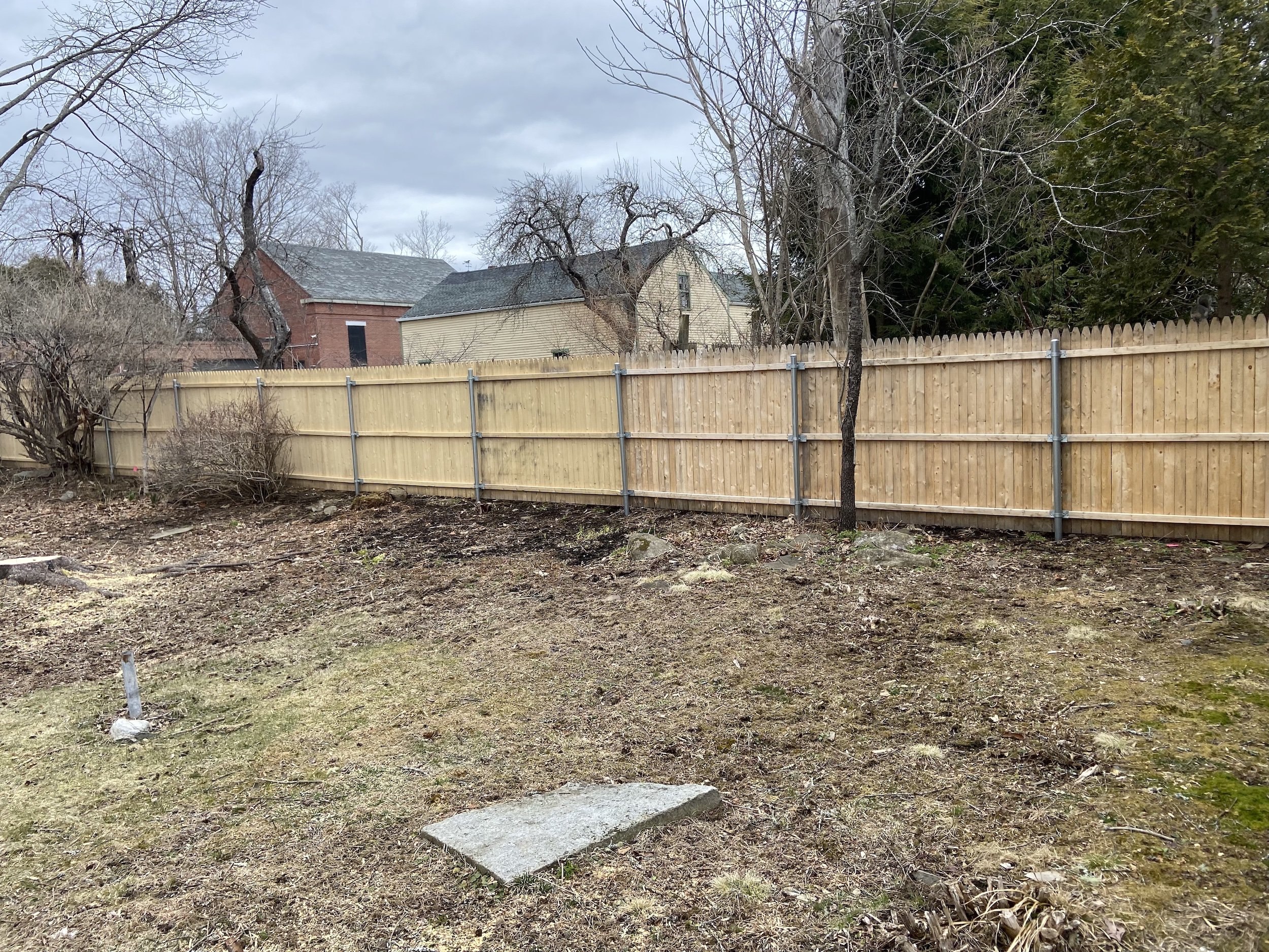 6' spruce stockade on exposed steel (C25)