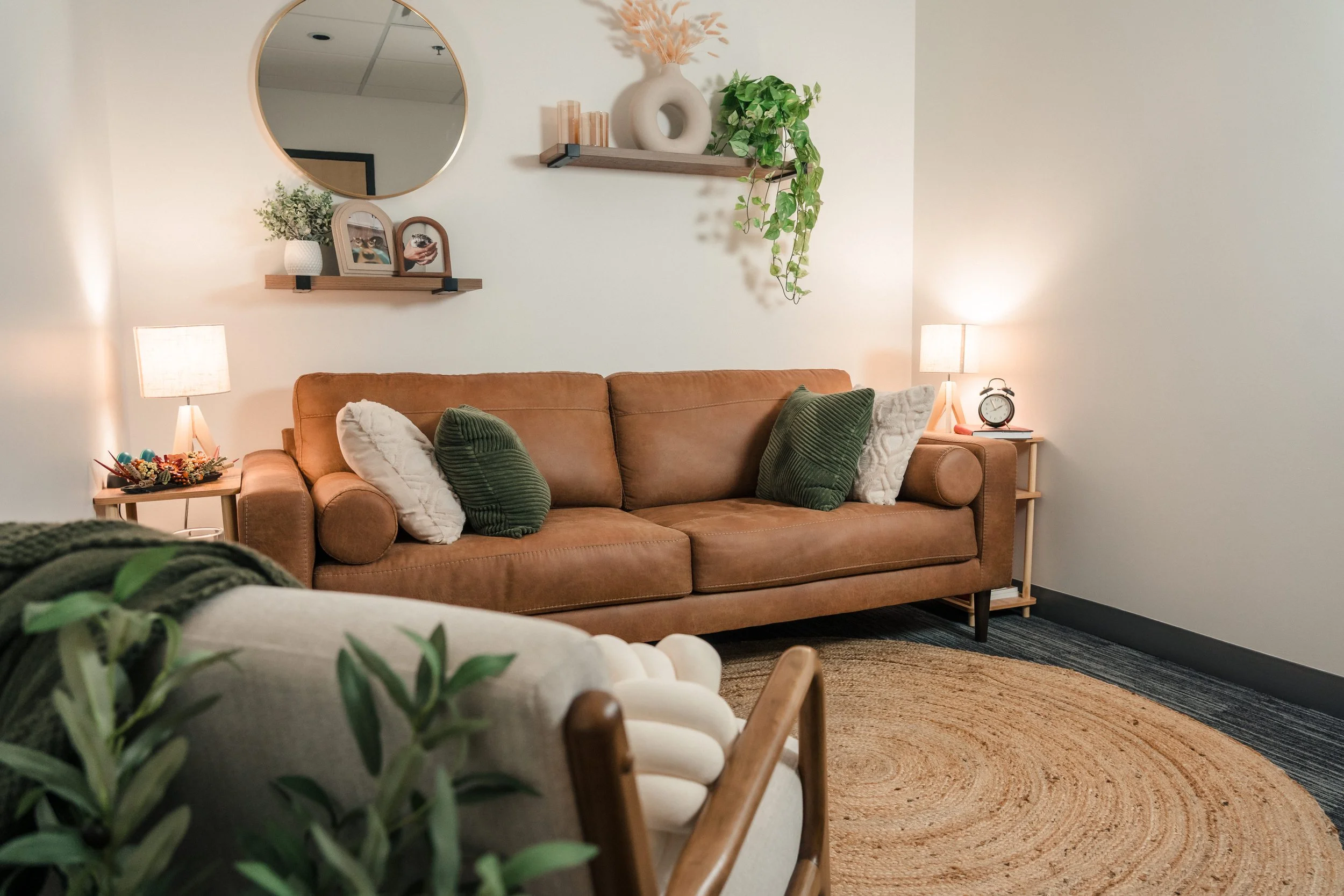 Comfortable counselling office at Lokahi Wellness Collective, providing LGBTQ+ affirming therapy in Kelowna, BC.
