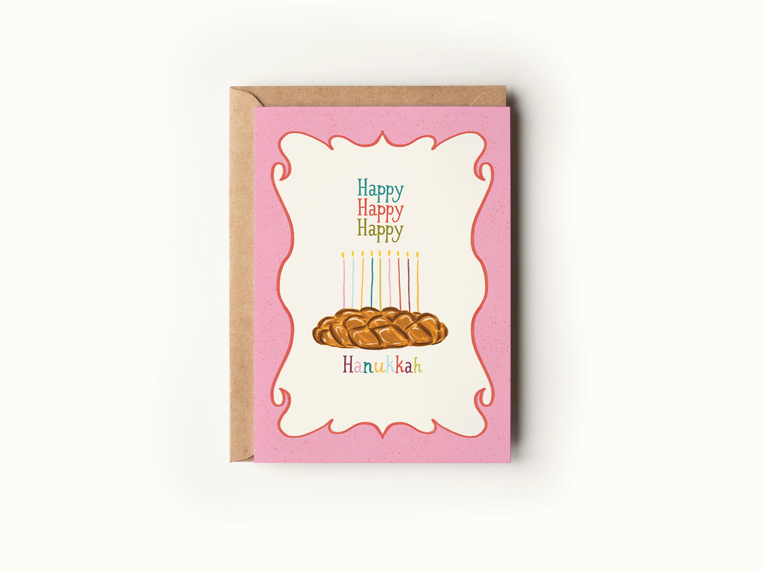 Happy Happy Happy Hanukkah Challah Bread Greeting Card