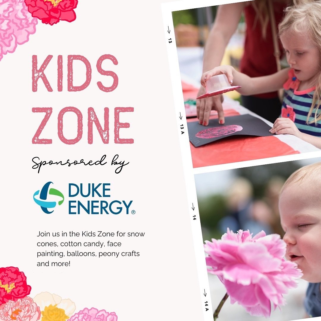 Make it a girl&rsquo;s day out, date day, or bring the whole fam to this year&rsquo;s Indiana Peony Festival on Saturday, May 18th! This year&rsquo;s Kids Zone is sponsored by our long time supporter Duke Energy. Here you&rsquo;ll find snow cones, co