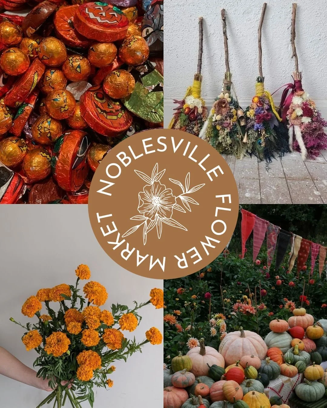 ✨🍂Vibes🍂✨ for our Halloween-themed Noblesville Flower Market&mdash;Thursday, 10/30, 5&ndash;8pm in Seminary Park 👻🕯️🥀
What spooky touches are you hoping to find? Tell us below👇🏼