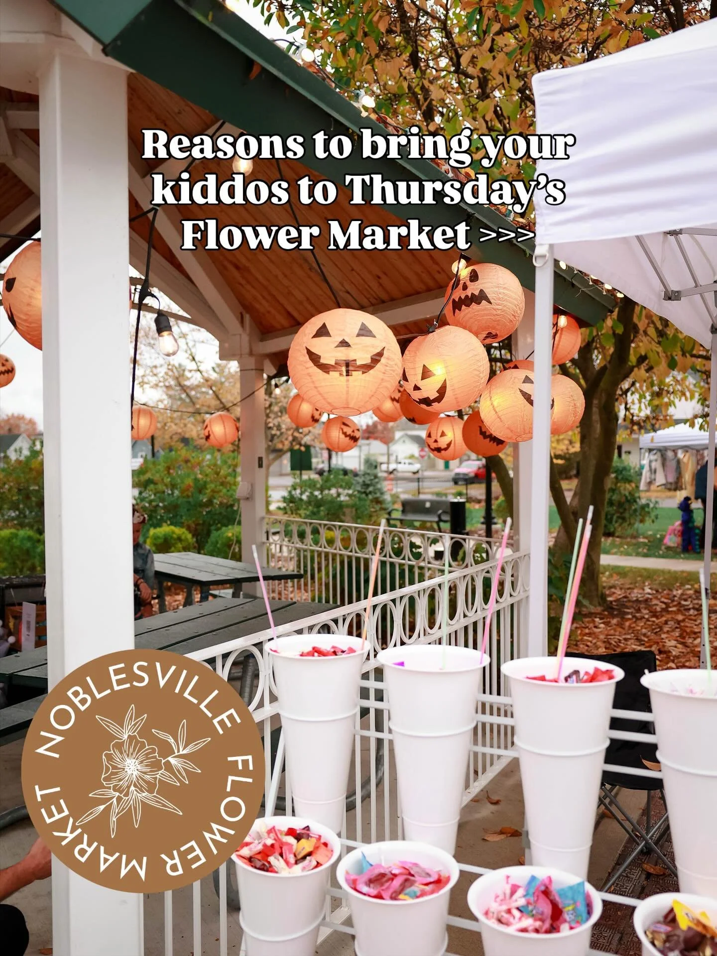 Bring your little boos to tomorrow&rsquo;s spook-tacular Noblesville Flower Market🎃🕸️ Thursday, 10/30 &bull; 5&ndash;8 PM &bull; Seminary Park!

Costume dress up, Halloween crafts by @caravanclasses, a glitter bar ✨ by @glitterbabe_xoxo, FREE @nobl