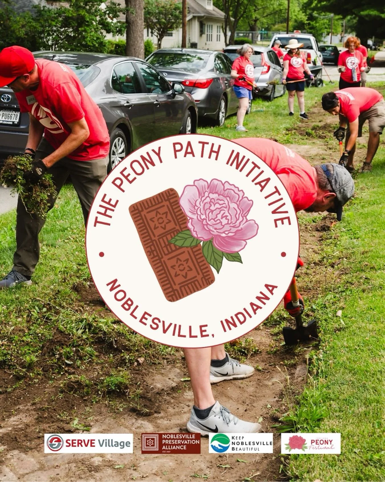 The Peony Path Initiative is all about neighbors showing up for neighbors🤝🌸 Our incredible nonprofit partners are hard at work getting our &ldquo;front porch&rdquo; ready to welcome thousands to Noblesville&mdash;creating a cleaner, more colorful, 