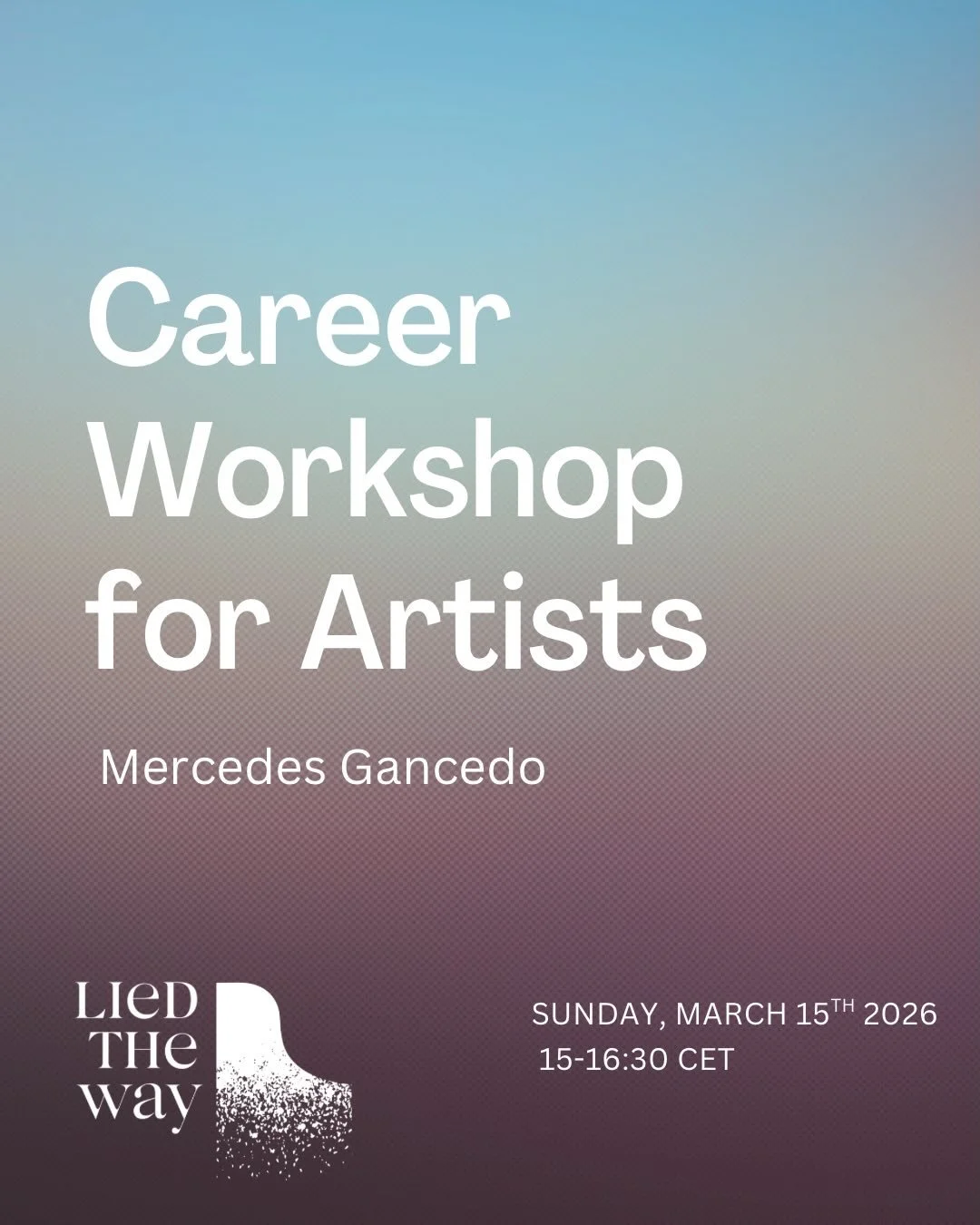 ✨Career Workshop 15.3.26 with Mercedes Gancedo ✨

🌸 How do artists discover their unique path? 

🌸 This workshop invites musicians to reconnect with their creative intuition and explore how artistic identity, curiosity, and personal vision can shap