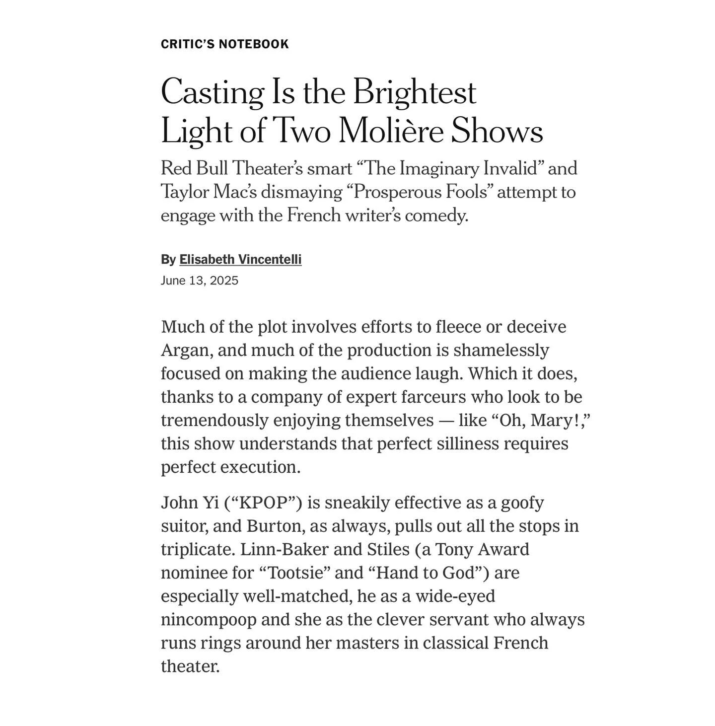 Come see our company of &ldquo;expert farceurs&rdquo; (@nytimes)&mdash;you have one more week (8 shows left including tonight&rsquo;s) to catch us being absolute FOOLS in THE IMAGINARY INVALID at @newworldstages ❤️