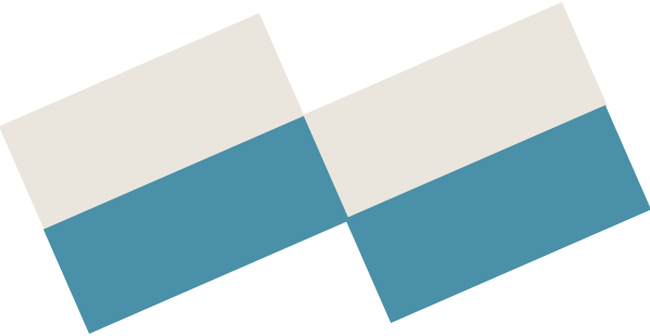 White and blue double square shape