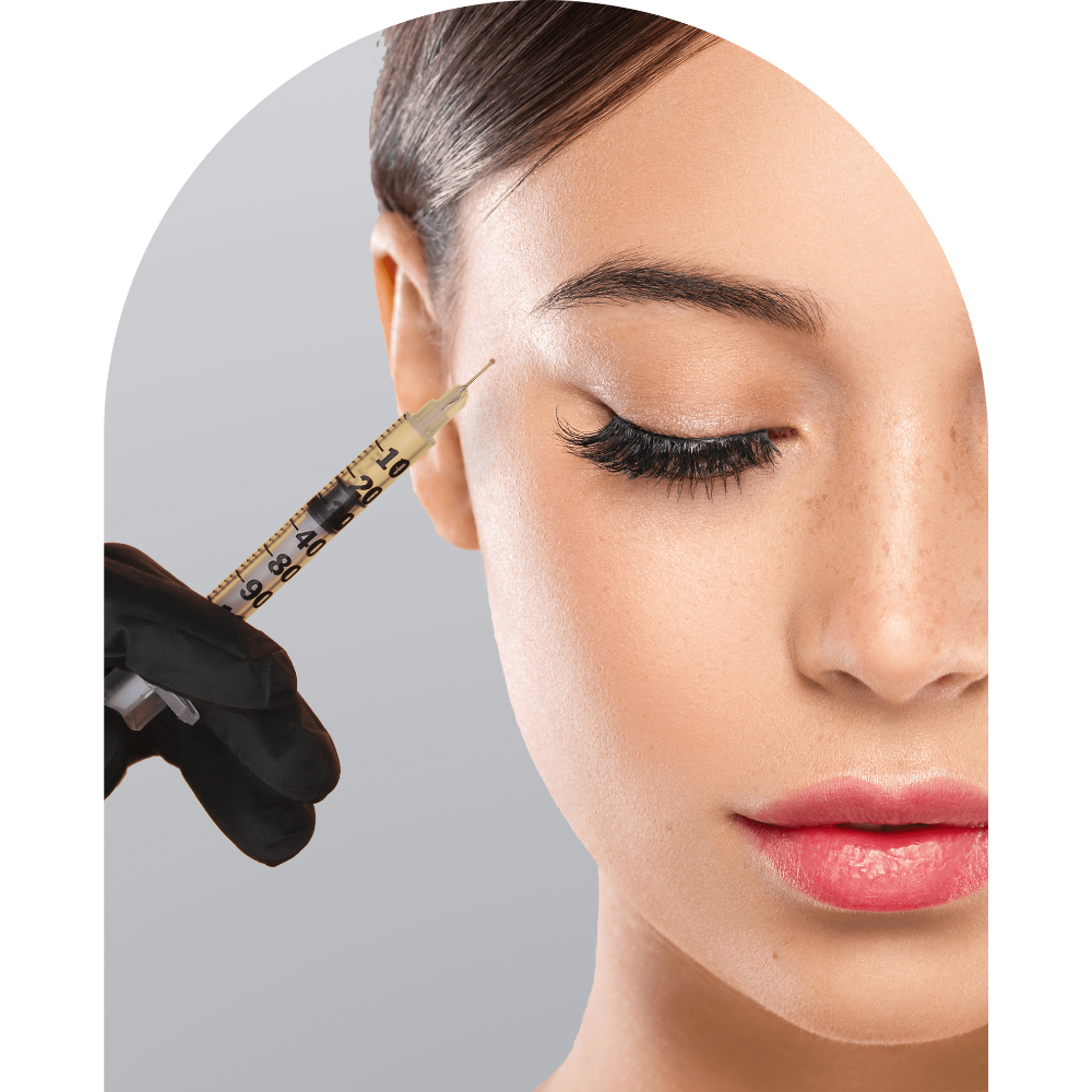 Illustration of a woman receiving a Botox facial injection