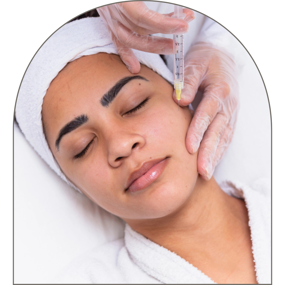 Illustration of a woman receiving a Sculptra Injection