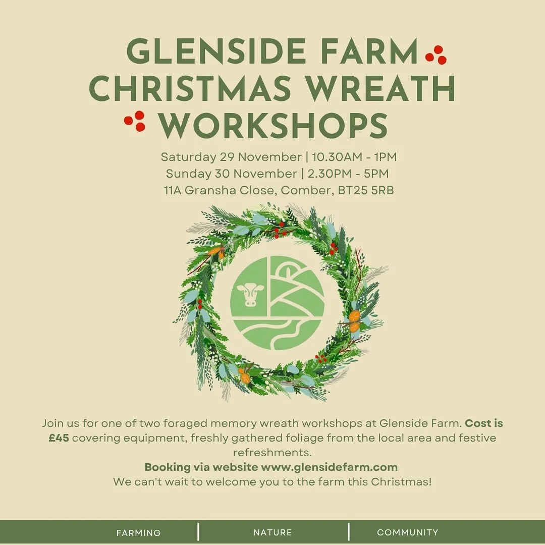 It&rsquo;s that time of the year - Christmas wreath making workshop at Glenside Farm. Come and join us as we learn from @fionamcvicker from Grounded Horticulture, creating that &lsquo;wow&rsquo; Christmas piece for our front doors. Can&rsquo;t wait t