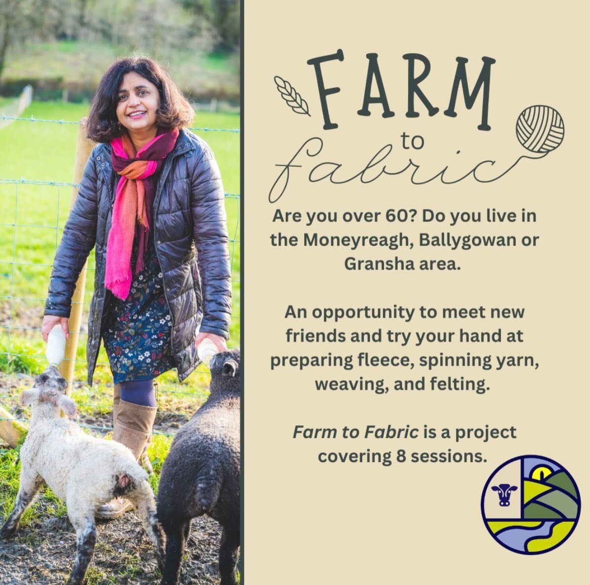 Exciting to be starting our Farm to Fabric project for over 60s. It is focussing of bringing people together from the Gransha, Moneyreagh and Ballygowan area. An opportunity to try something new, meet new friends and enjoy the beautiful space @glensi