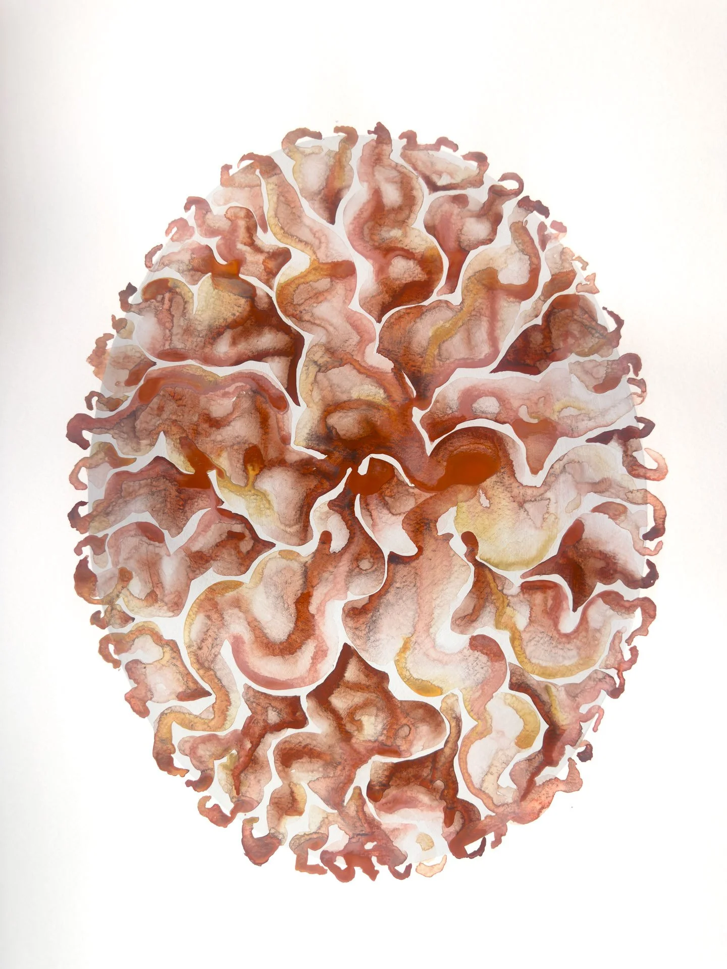 Genesis Fields Red, watercolor on paper, 20x30", 2025