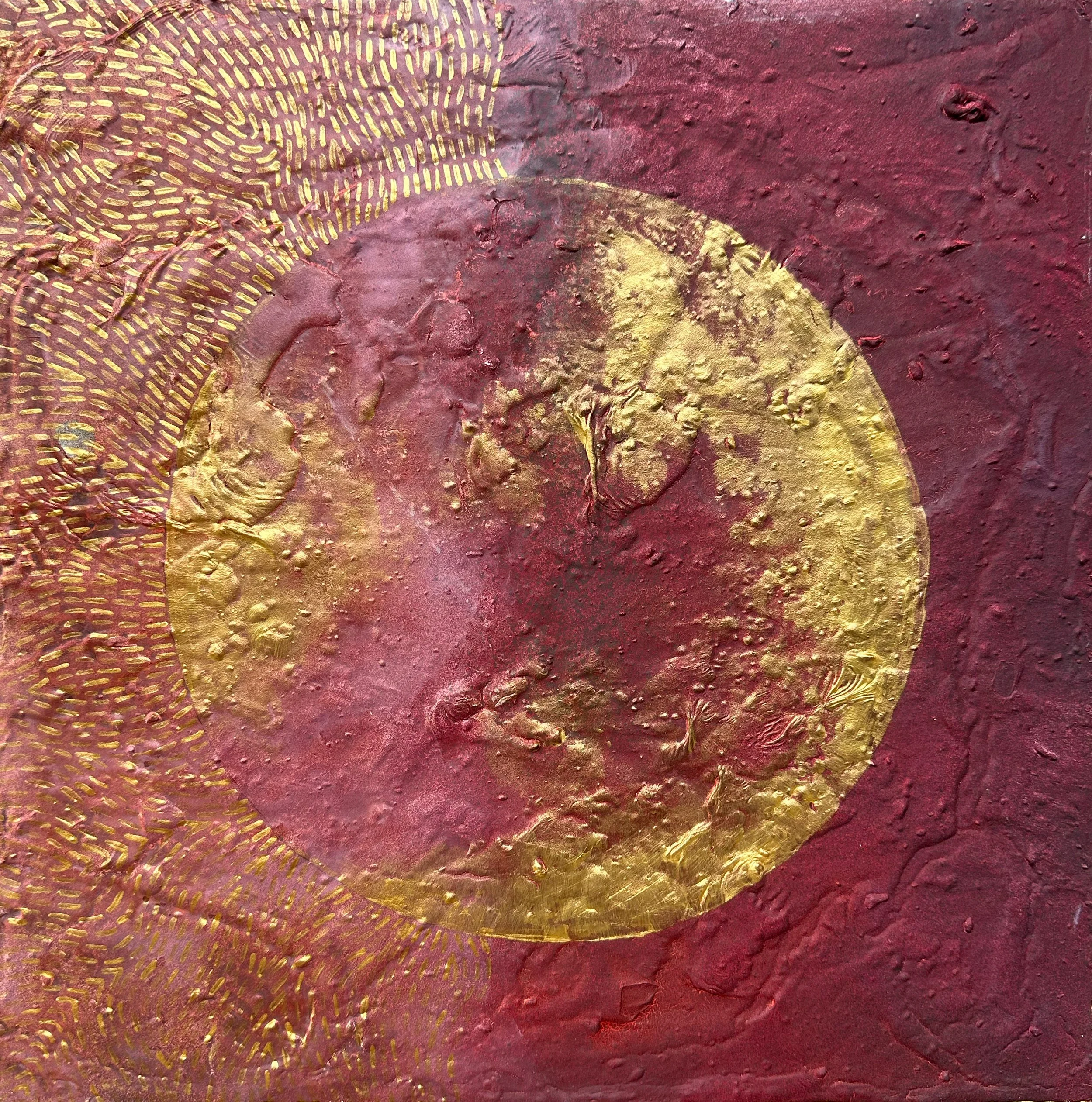 Martian Moves, 12x12", mixed media on wood panel, 2025