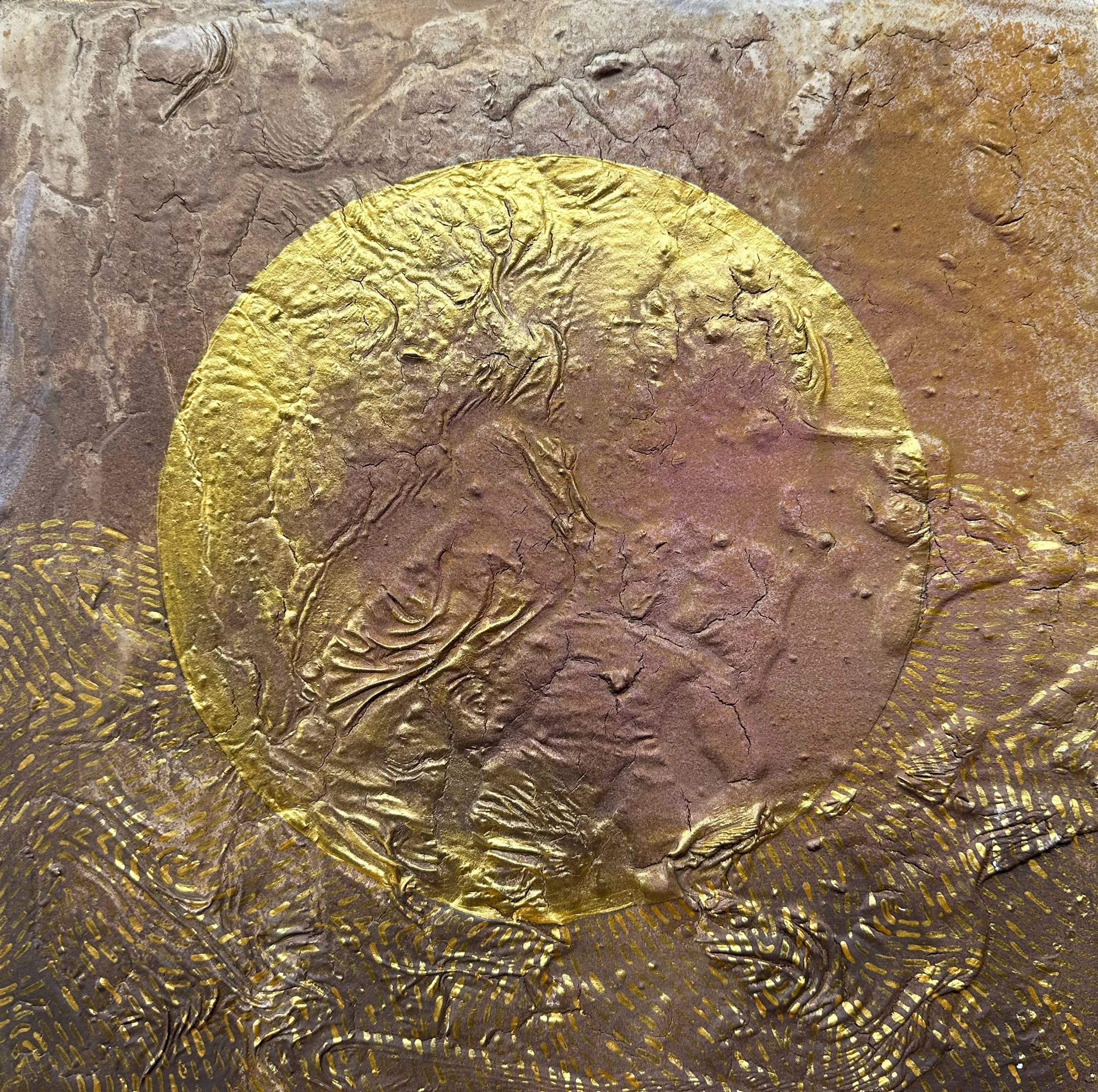 Sacred Connection, 12x12", mixed media on wood panel, 2025