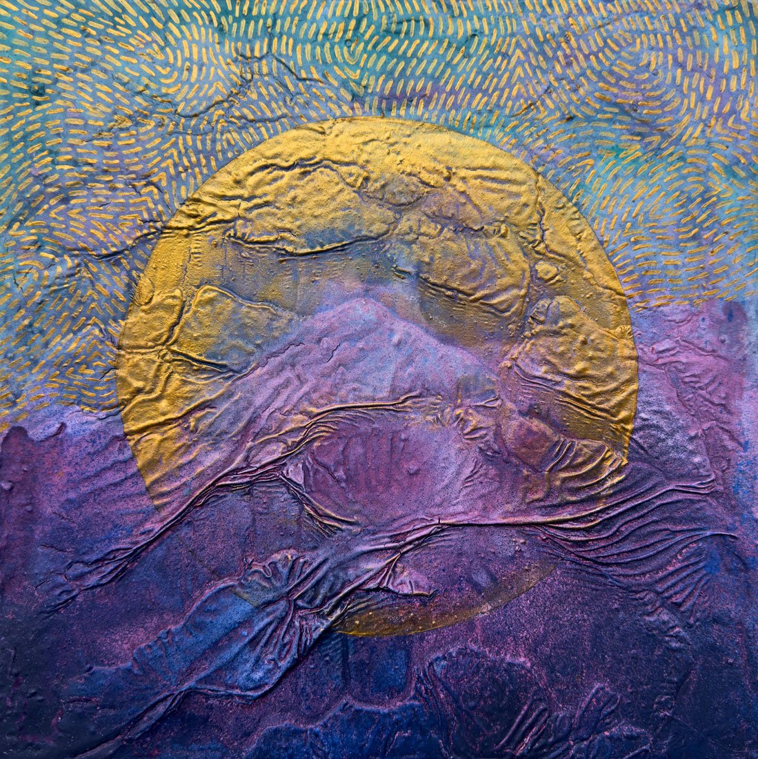 Thoughts Nebula, 12x12", mixed media on wood panel, 2025