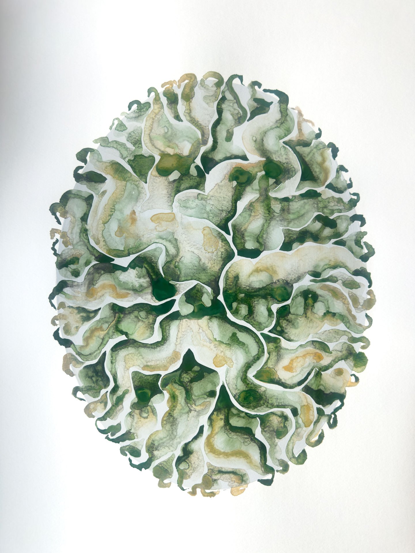 Genesis Fields Green, watercolor on paper, 20x30", 2025