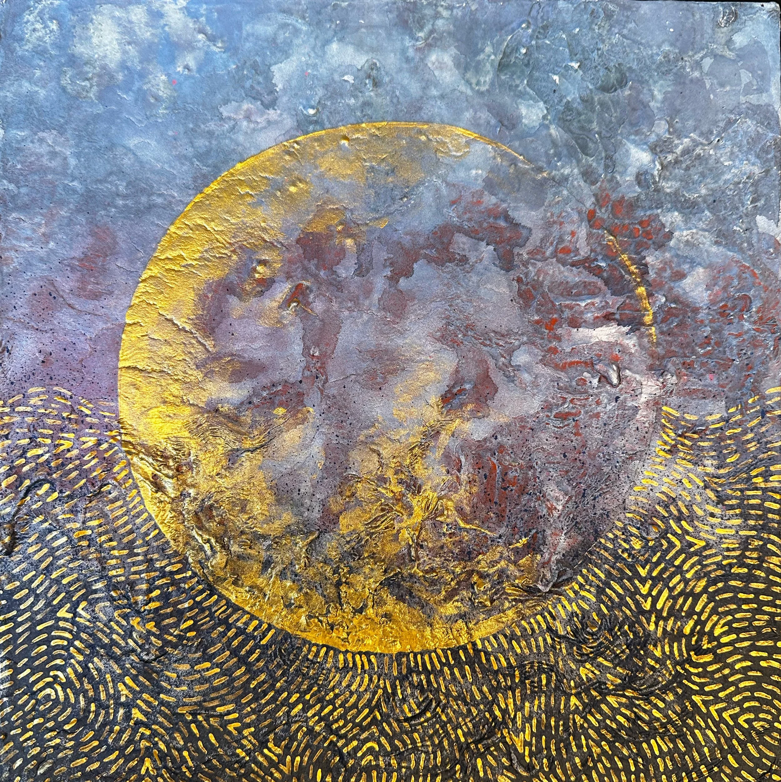 Pleromic Protocol, 12x12", mixed media on wood panel, 2026