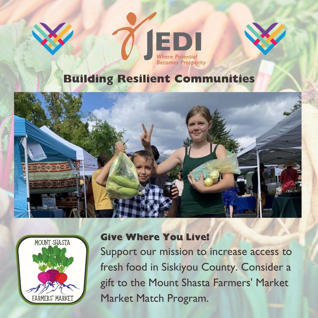 Give where you live!

You can support the Mount Shasta Farmers' Market by giving a gift to increase access to fresh food in Siskiyou County. 

https://www.northstategives.org/story/S08rjf

Reduce food insecurity. Support local agriculture. 

#givewhe