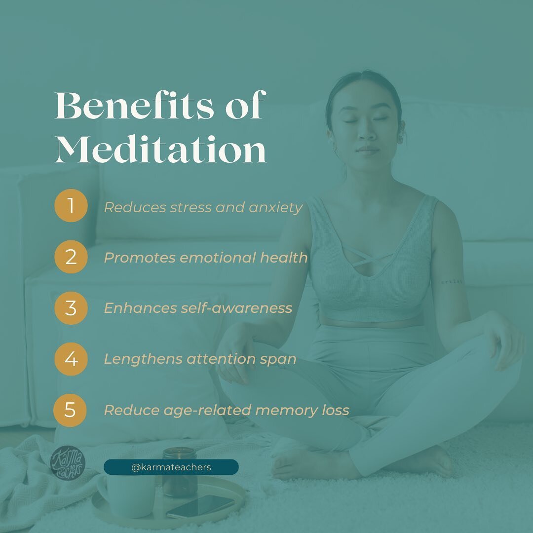 Do you know the true power of Meditation? ✨

🧘&zwj;♀️Meditation has the ability to transform your mind, body, and soul. It's a simple yet powerful practice that offers a multitude of benefits, including:
✨ Reducing stress and anxiety
✨ Improving foc