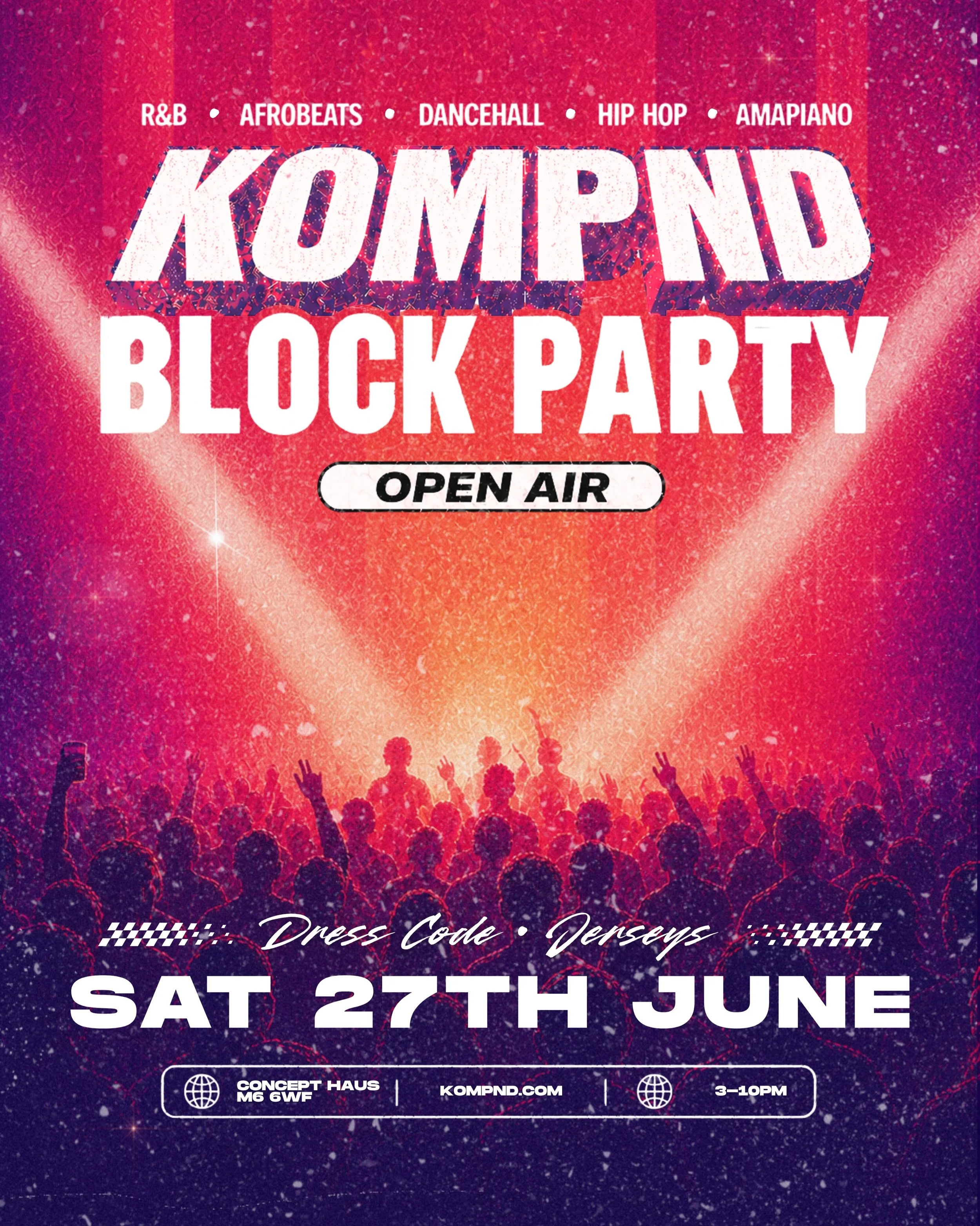SUMMERTIME BLOCK PARTY SEASON! 🔈🌸🔥 

Sat 27th June we are transforming a 1000 capacity industrial car park space on the edge of the city into the ultimate day time OPEN AIR summer function.

We got the fully stacked sound system, some of your favo