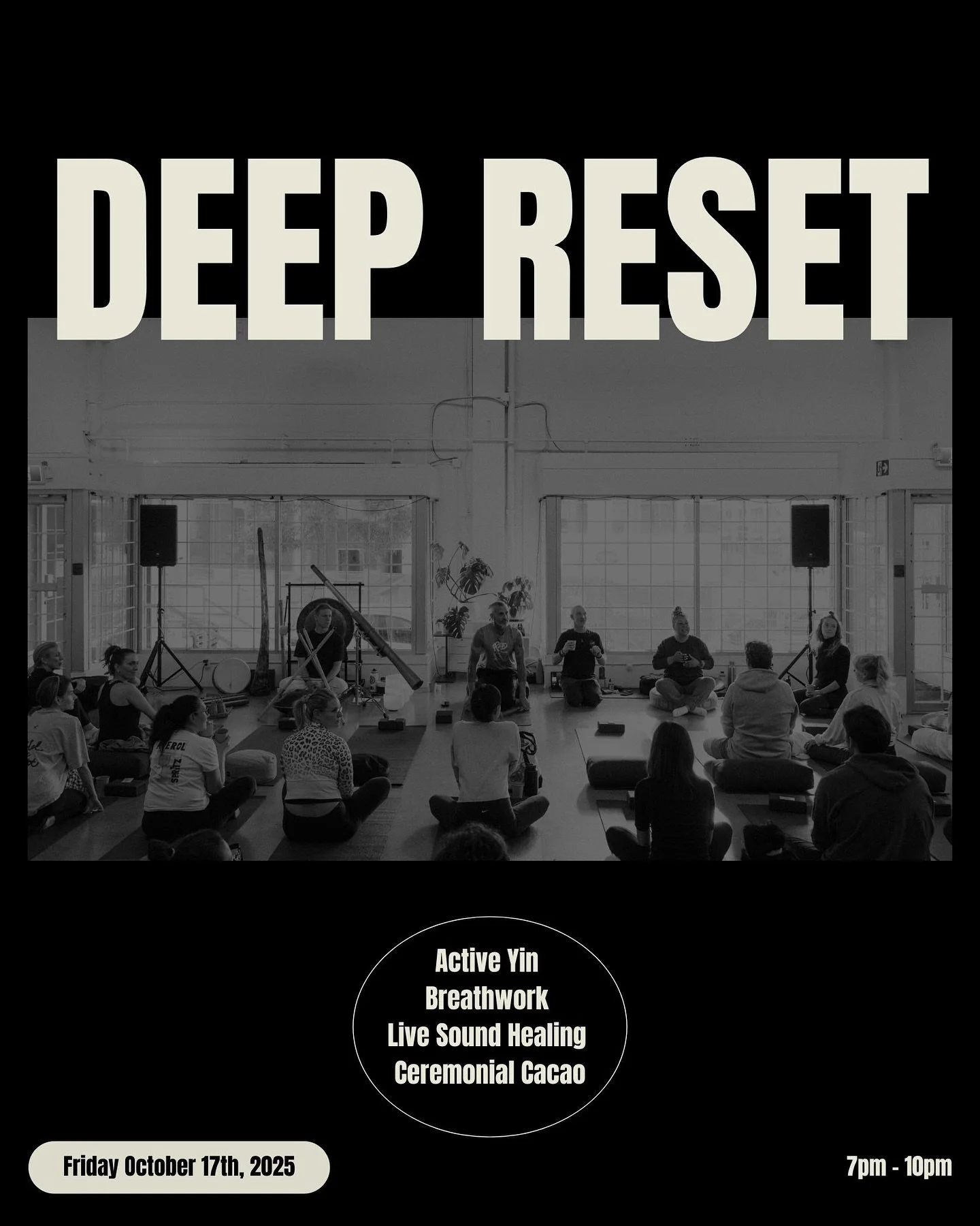 We are SUPA PUMPED to have this crew back to spread the good love at KOU for two Immersive Experiences This October

Deep Reset
Friday, October 17 &middot; 7&ndash;10pm
A three-hour evening of Active Yin, Breathwork, Live Sound Healing, and Ceremonia