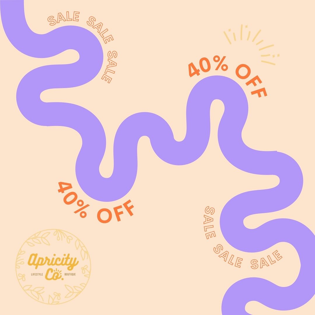 Need something to do to kill some time? Why not make a quick stop by Apricity Co. and check out our awesome 40% off sale!! We have everything from teas, to candles, to bath salt, and more. Come by and say hi 👋🏼 

Spread the news to your friends and
