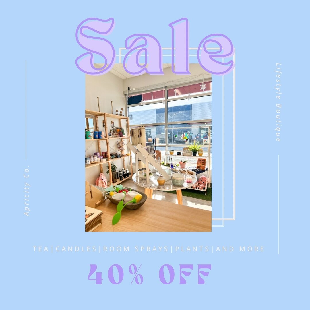 ‼️40% off SALE is still happening today‼️ Stop by Apricity Co and treat yourself with a gift!! We&rsquo;re open until 5pm so stop by and say hi 👋🏼