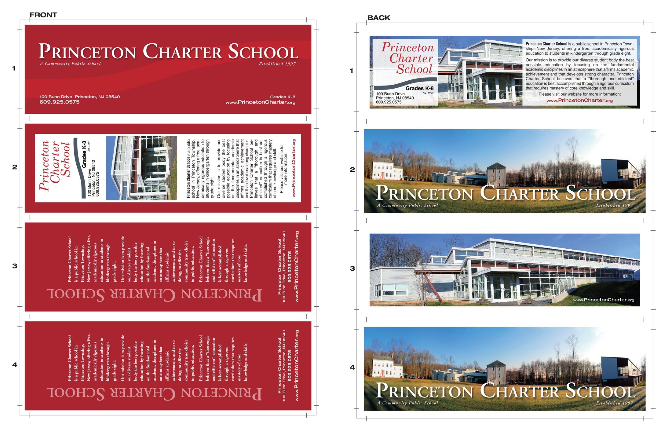 Bookmark design for Princeton Charter School – designed by SP STUDIOS.
