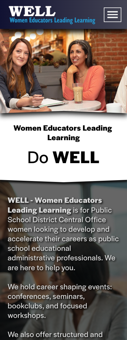 Website Design and Production - Online -- designed and illustrated by SP STUDIOS, for WELL - Women Educators Leading Learning, New England.