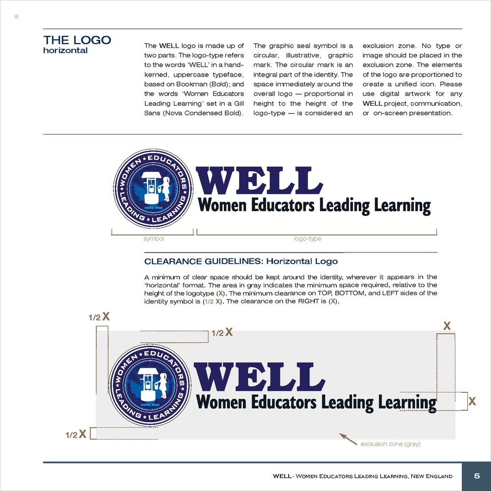 Logo and Visual ID Guidebook - Online -- designed and illustrated by SP STUDIOS, for WELL - Women Educators Leading Learning, New England.