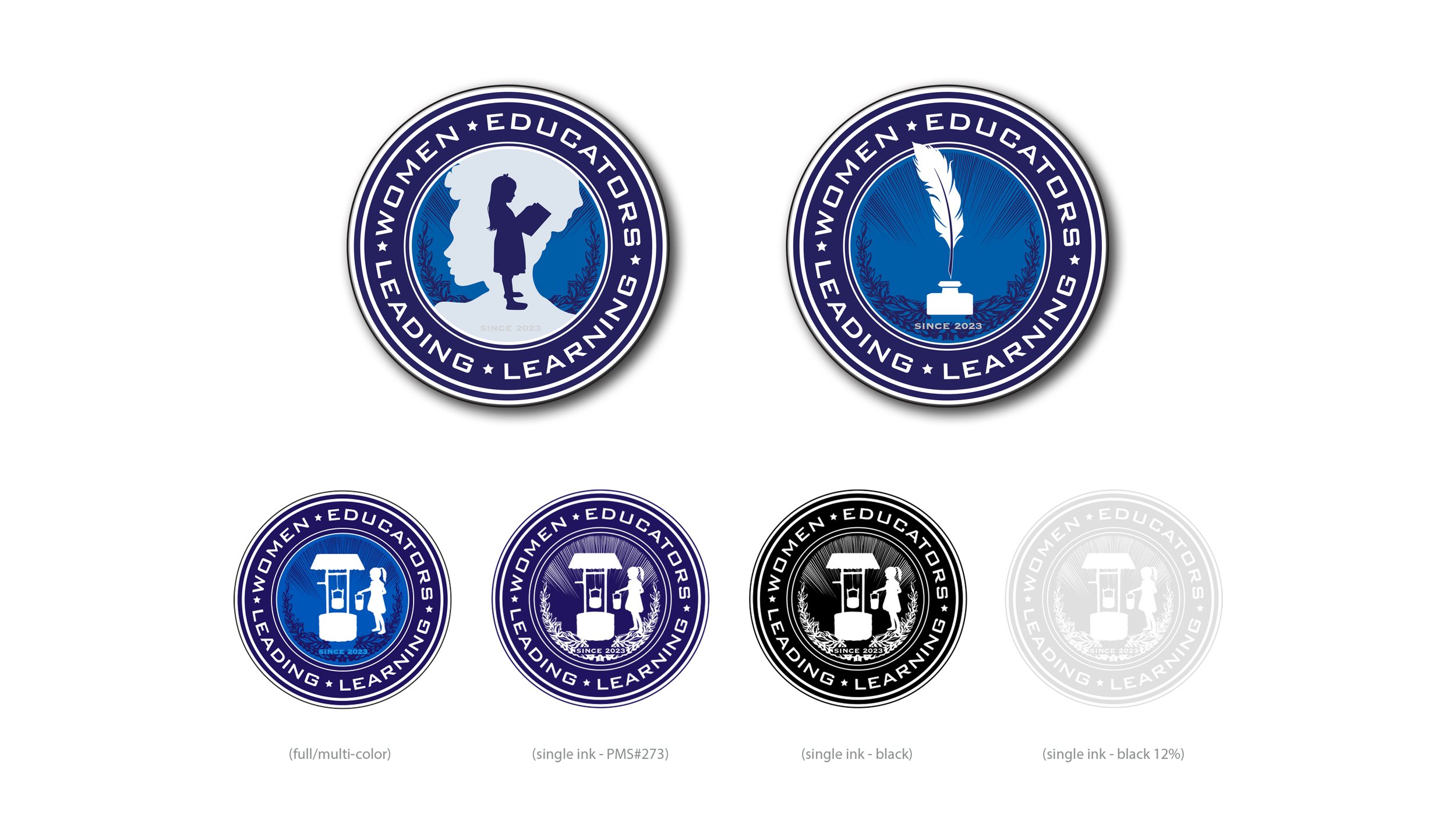 Logo and Visual Identity Alternates -- designed and illustrated by SP STUDIOS, for WELL - Women Educators Leading Learning, New England.