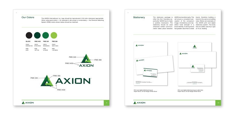 Corporate Logo and Visual Identity for Axion – designed by SP Studios.