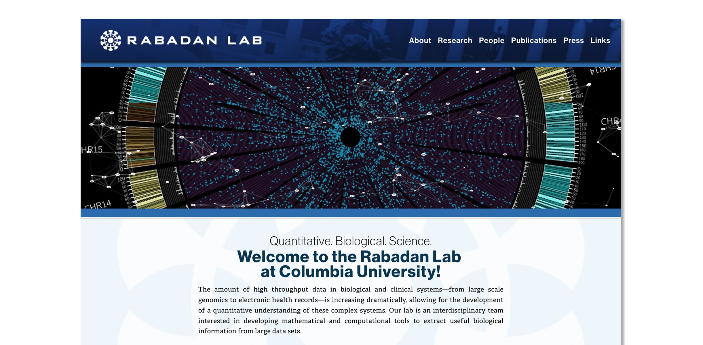 Website design and production for Rabadan Lab at Columbia University by SP STUDIOS.