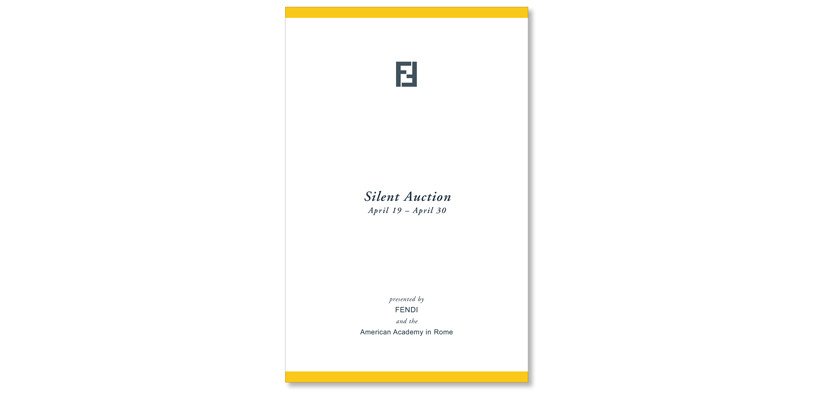 Cover Design of Auction Booklet for FENDI Special Event – design by SP STUDIOS.