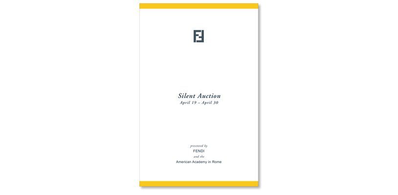 Cover Design of Auction Booklet for FENDI Special Event – design by SP STUDIOS.