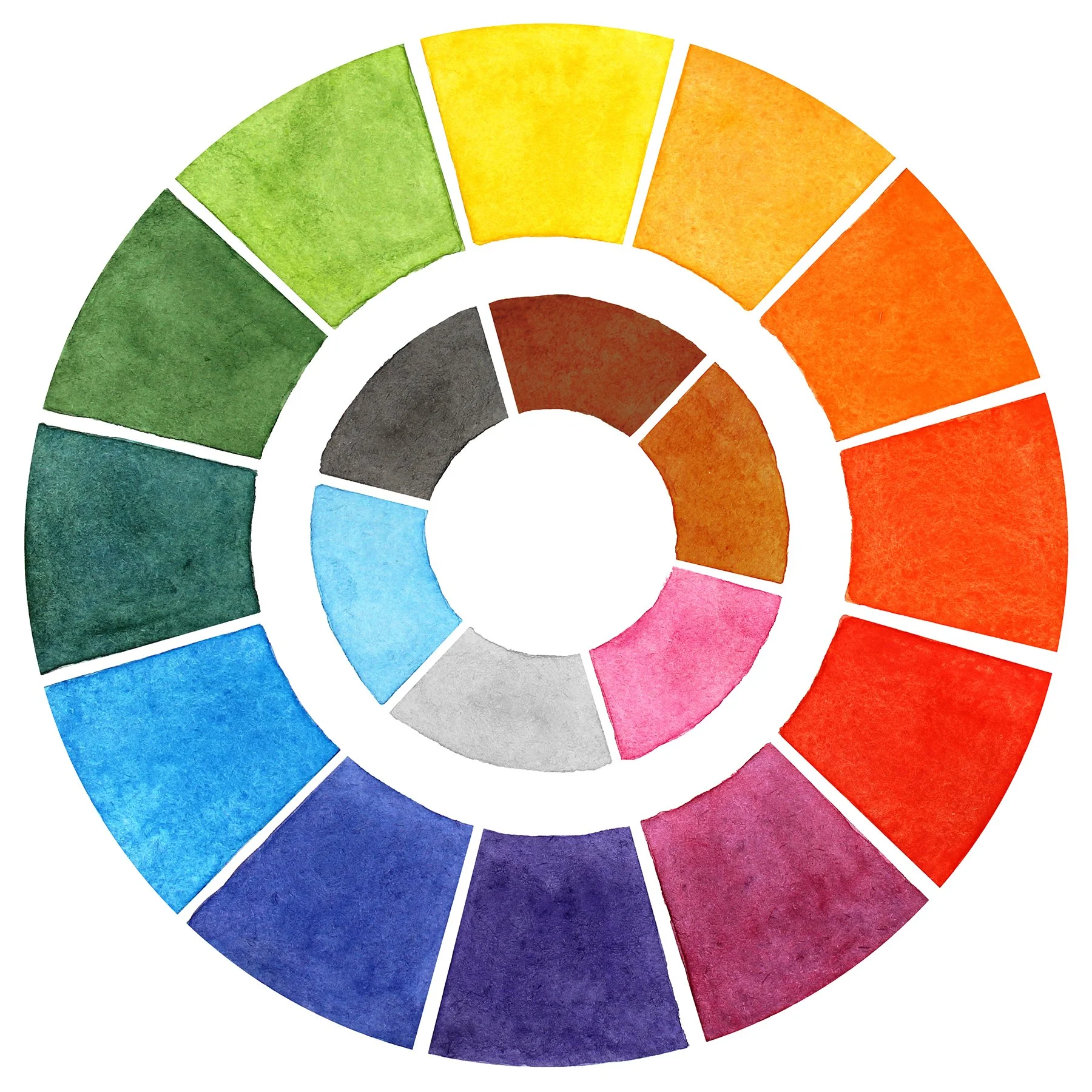 Rainbow Collective for Change color wheel logo, a rainbow circular watercolor palette