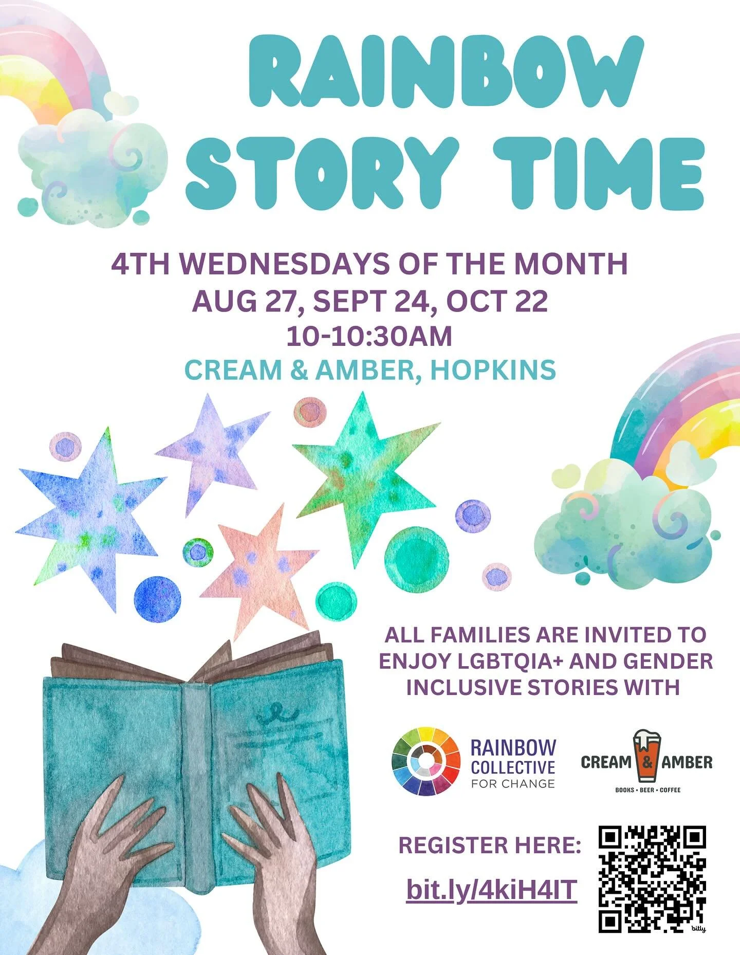 Come to our monthly weekday morning Rainbow Story Time at @creamandamber this Wednesday (9/24) at 10am! Register here: https://bit.ly/4kiH4IT (link in bio)