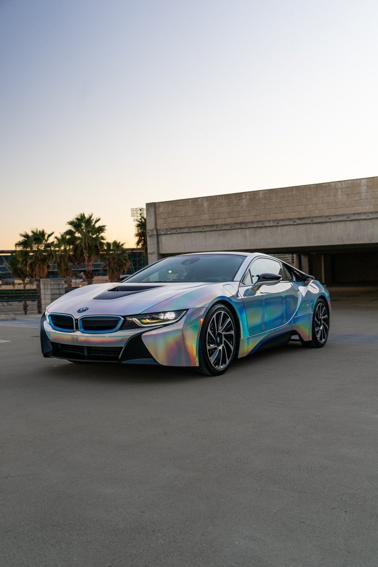 Bmw I8 Wrapped In Tinybot Rainbow Chrome Laser Electroplated Silver Ceramic  Coated W/ Ceramic Pro — Syncwraps.Com