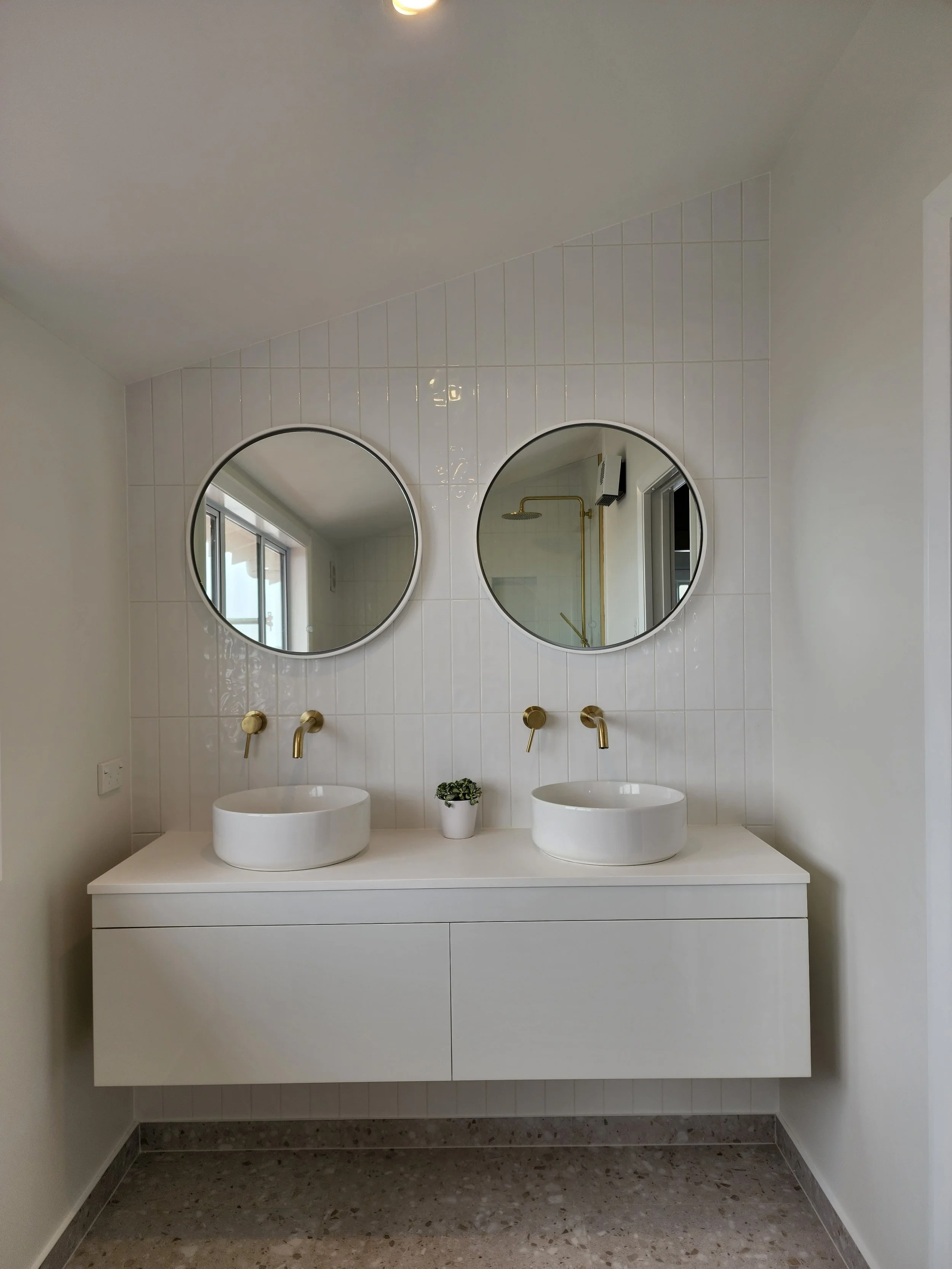 Double basin bathroom vanity installed by Dunedin renovation experts