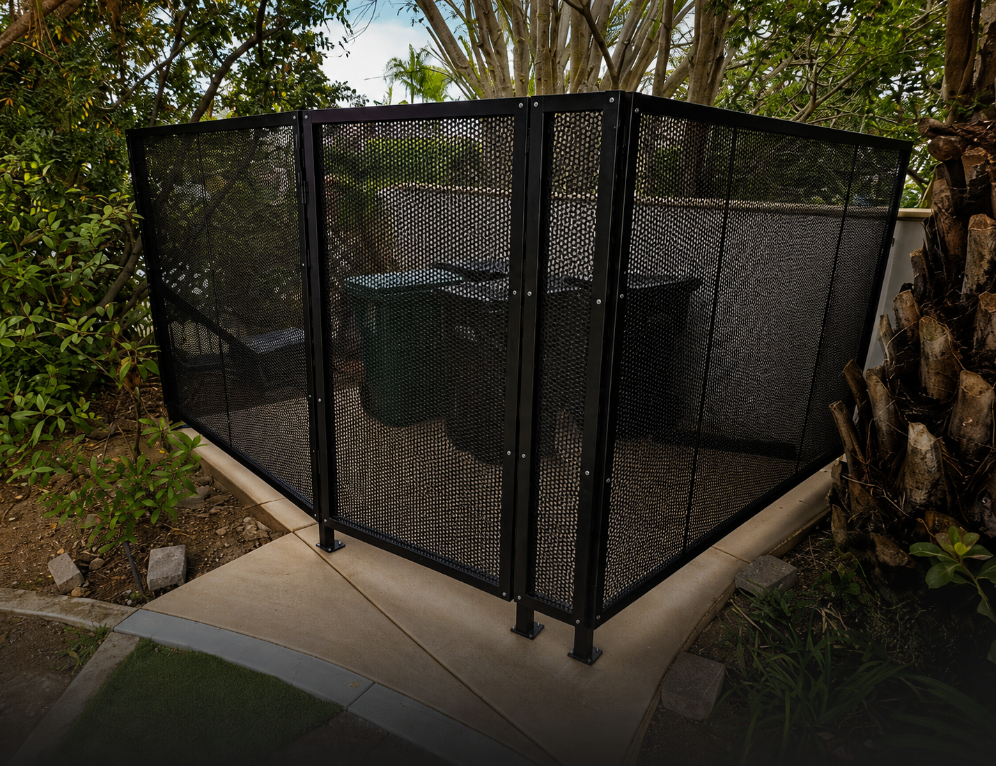 custom metal trash cover garbage frame partition orange county