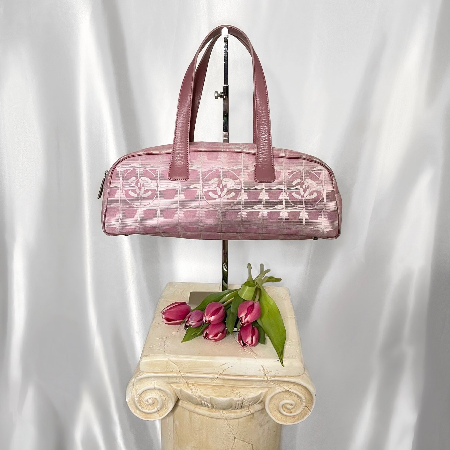 Chanel Nylon Travel Bowler Bag Pink — Vintage Gems