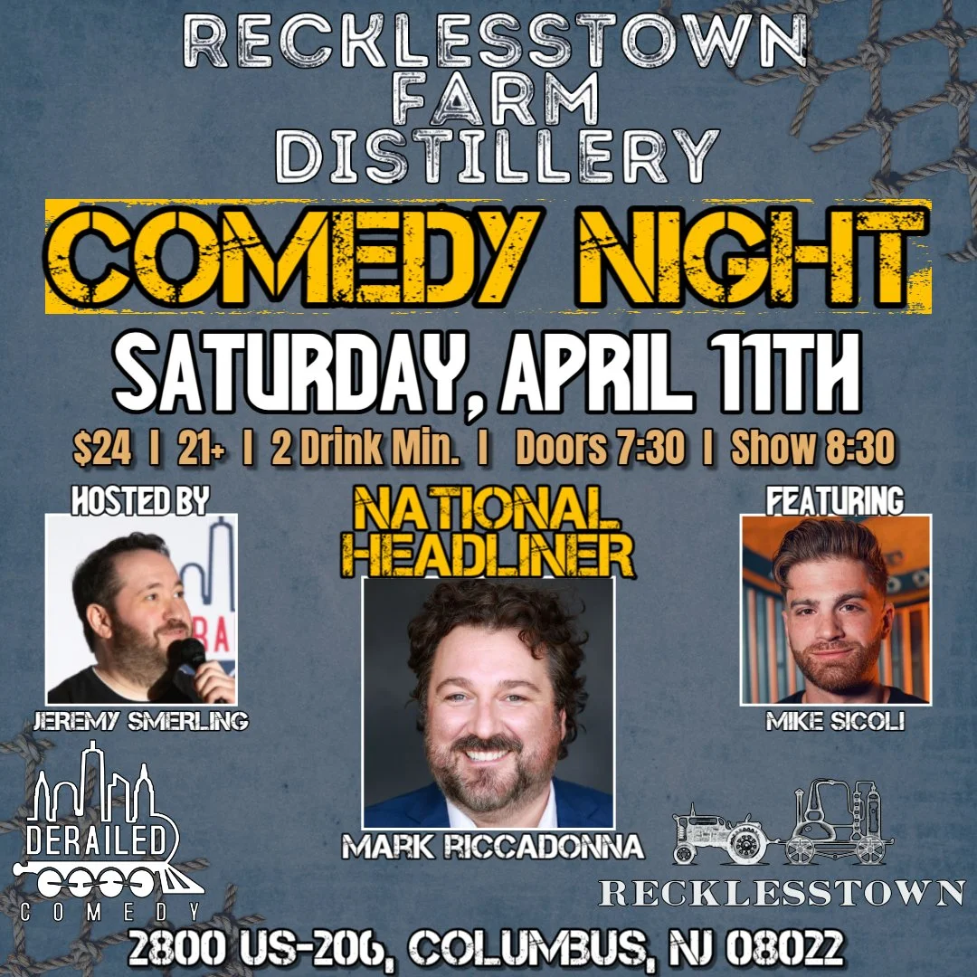 Saturday, April 11, 2026 @ 8:30PM (Seating at 7:30PM) - Recklesstown Farm Distillery - Columbus, NJ - $24