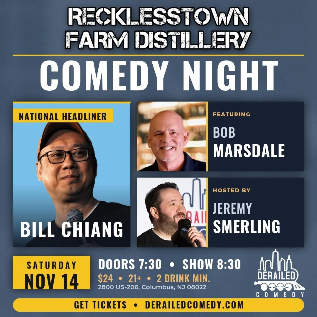 Saturday, November 14, 2026 @ 8:30PM (Seating at 7:30PM) - Recklesstown Farm Distillery - Columbus, NJ - $24