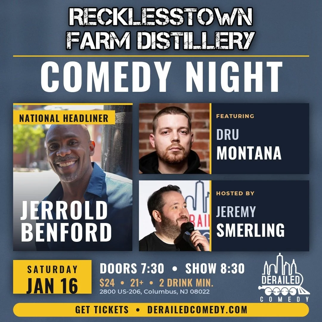 Saturday, January 16, 2027 @ 8:30PM (Seating at 7:30PM) - Recklesstown Farm Distillery - Columbus, NJ - $24