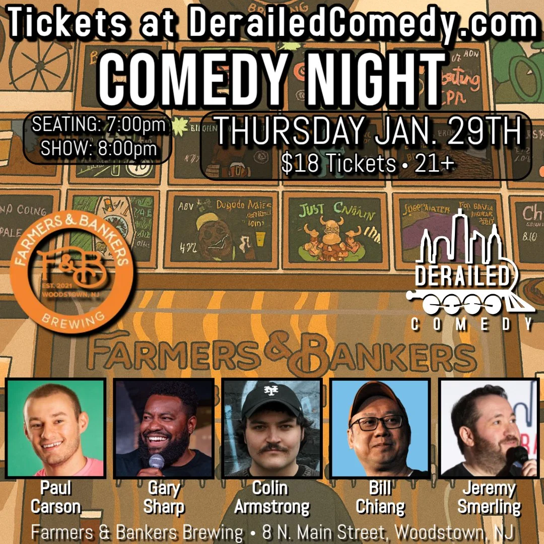 Thursday, January 29, 2026 @ 8PM (Doors at 7PM) - Farmers & Bankers - Woodstown, NJ - $18