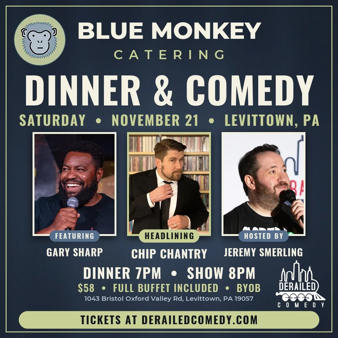Saturday, November 21, 2026 @ 8PM (Dinner at 7:00PM) - Blue Monkey Catering - Levittown, PA - $58
