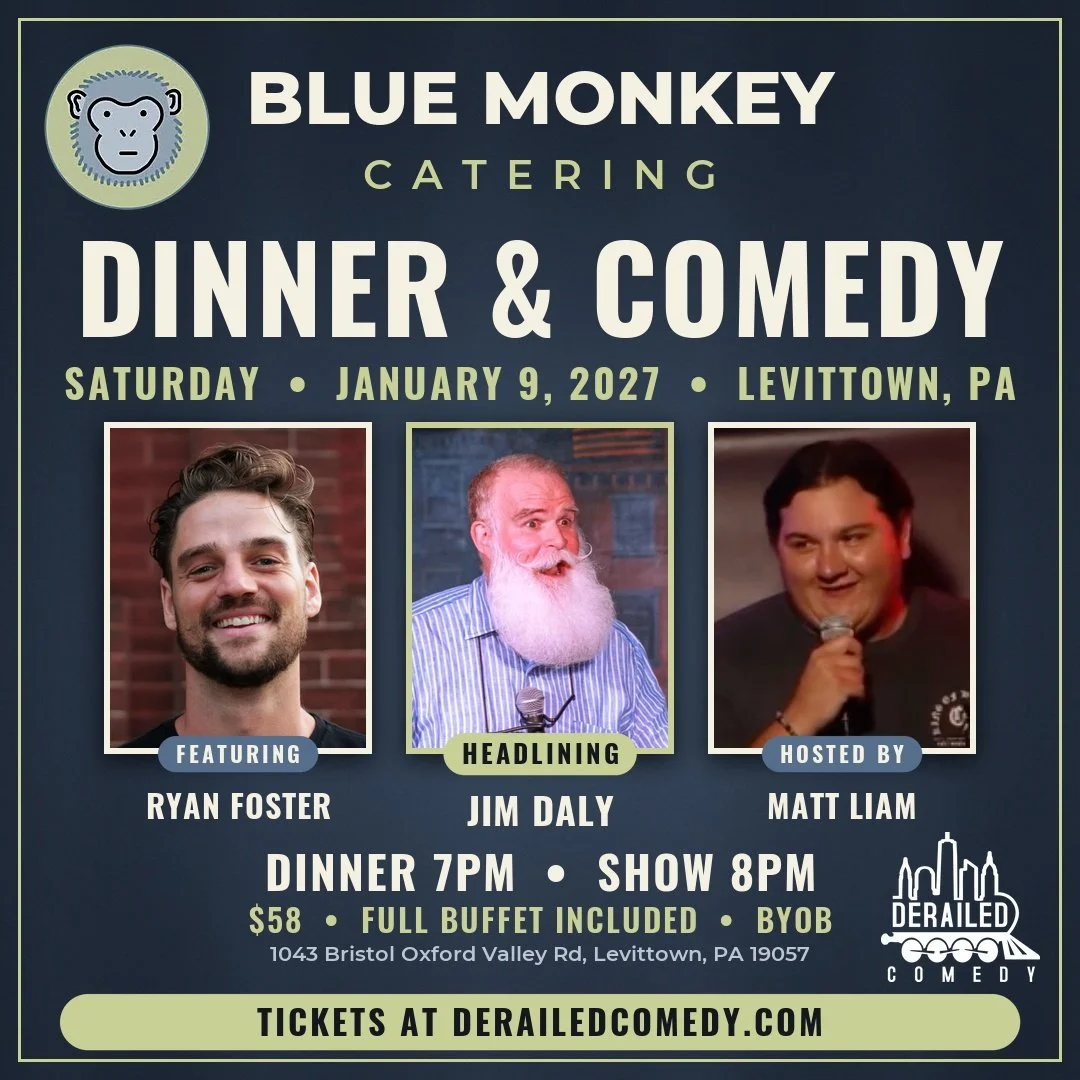 Saturday, January 9, 2027 @ 8PM (Dinner at 7:00PM) - Blue Monkey Catering - Levittown, PA - $58