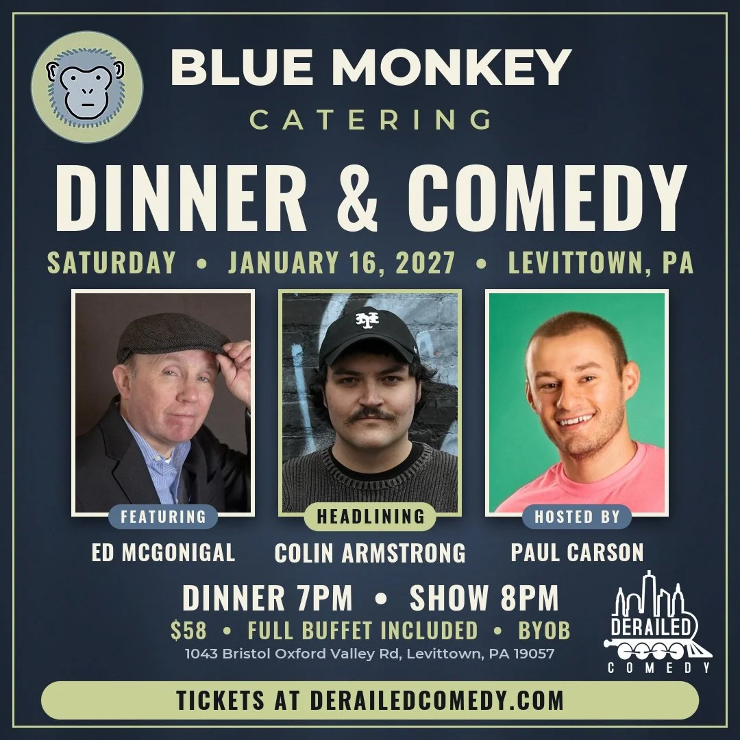 Saturday, January 16, 2027 @ 8PM (Dinner at 7:00PM) - Blue Monkey Catering - Levittown, PA - $58