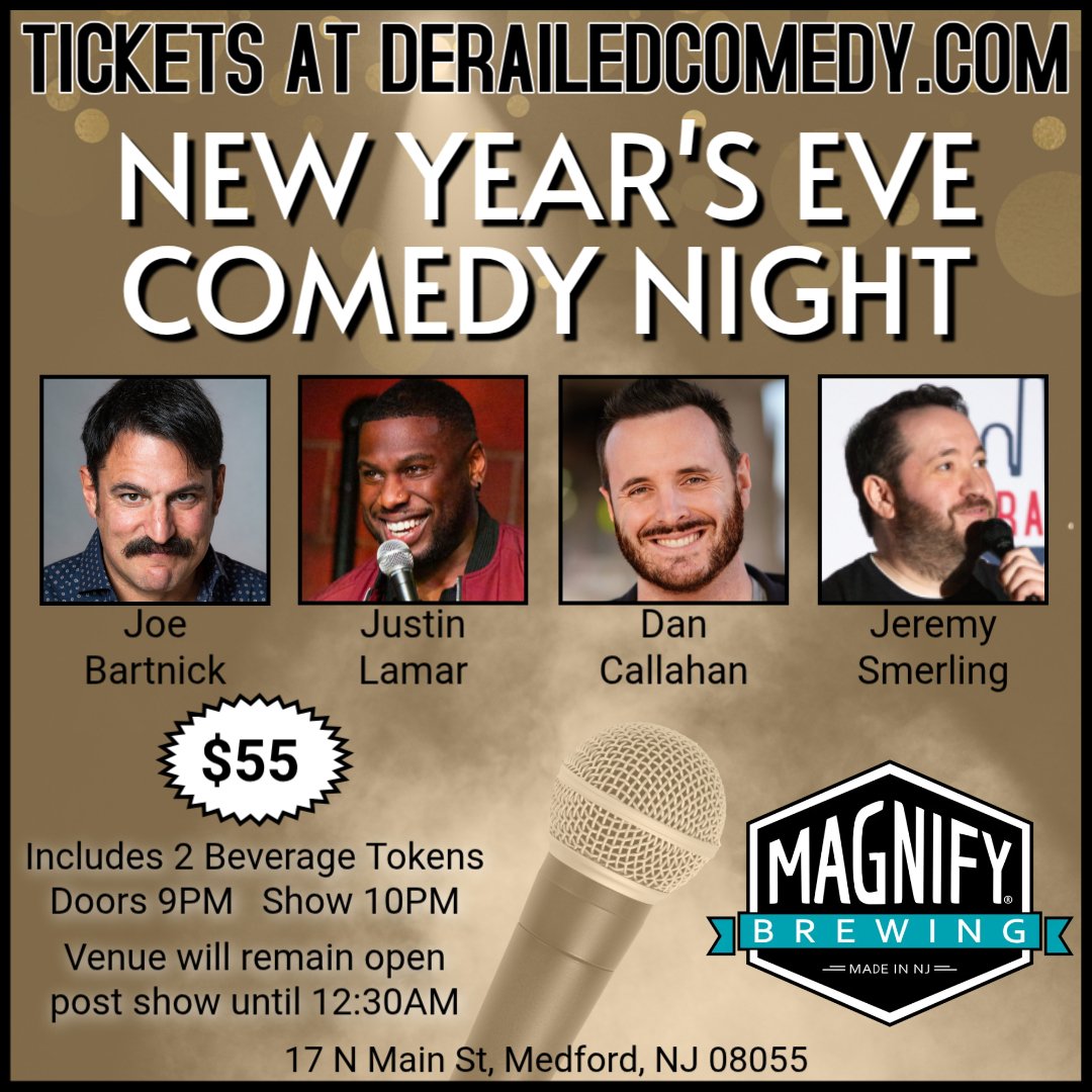 New Year's Eve - Thursday, December 31, 2026 @ 10PM (Doors at 9:00PM) - Magnify Brewing - Medford, NJ - $55 (Includes 2 Drink Tokens)