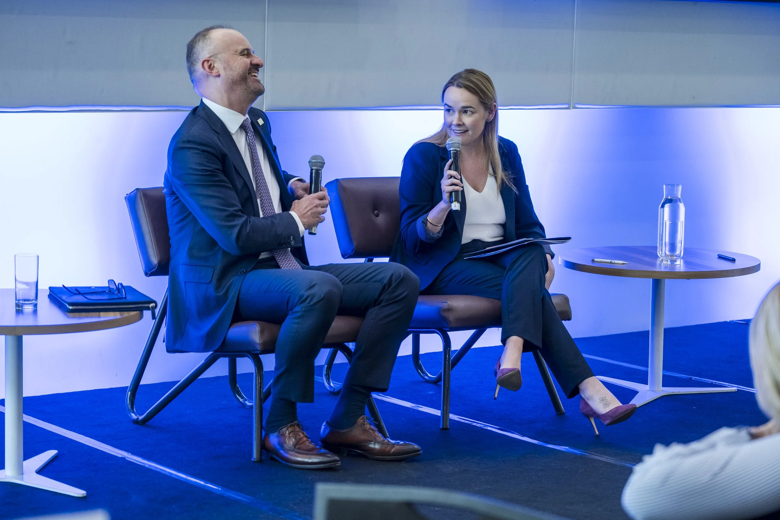 Moody panel discussion with business woman and Chief Minister of ACT Andrew Barr
